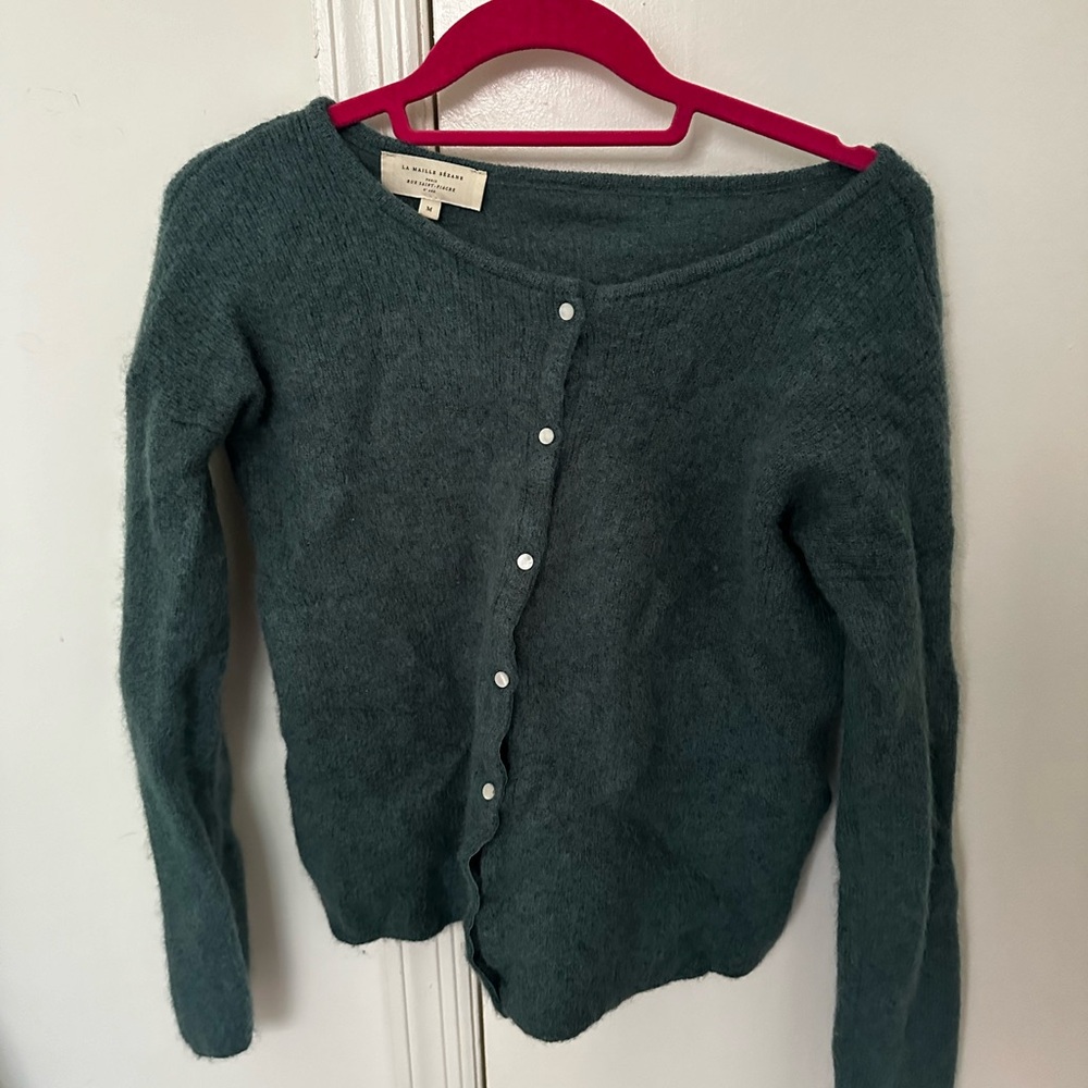 Sézane Teal Cardigan Sweater